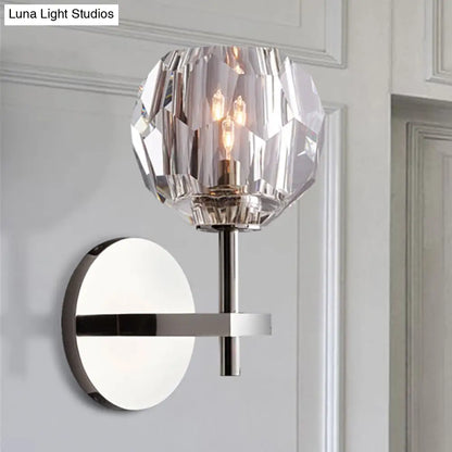 Lámpara de pared DecorBites™ Crystal Faceted con acabado cromado y pantalla Global - Estilo moderno, 1 bombilla