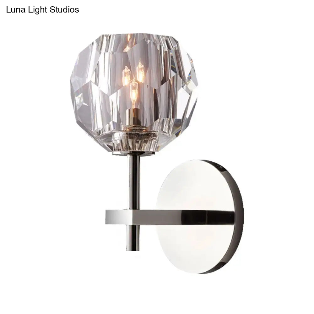 Lámpara de pared DecorBites™ Crystal Faceted con acabado cromado y pantalla Global - Estilo moderno, 1 bombilla