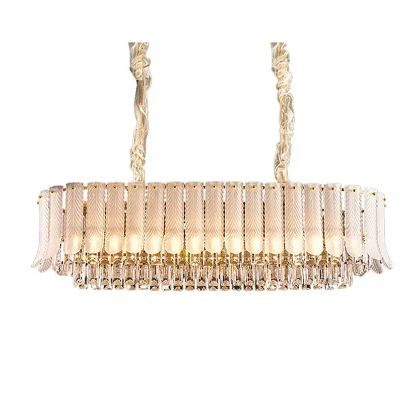 Elegant crystal feather ceiling pendant with frosted glass chevron panels and clear crystal prisms for living room decorbites crystal feather