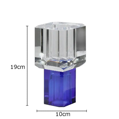 Crystal fish clear glass vase with deep blue hexagonal glass candle holder for living room decor