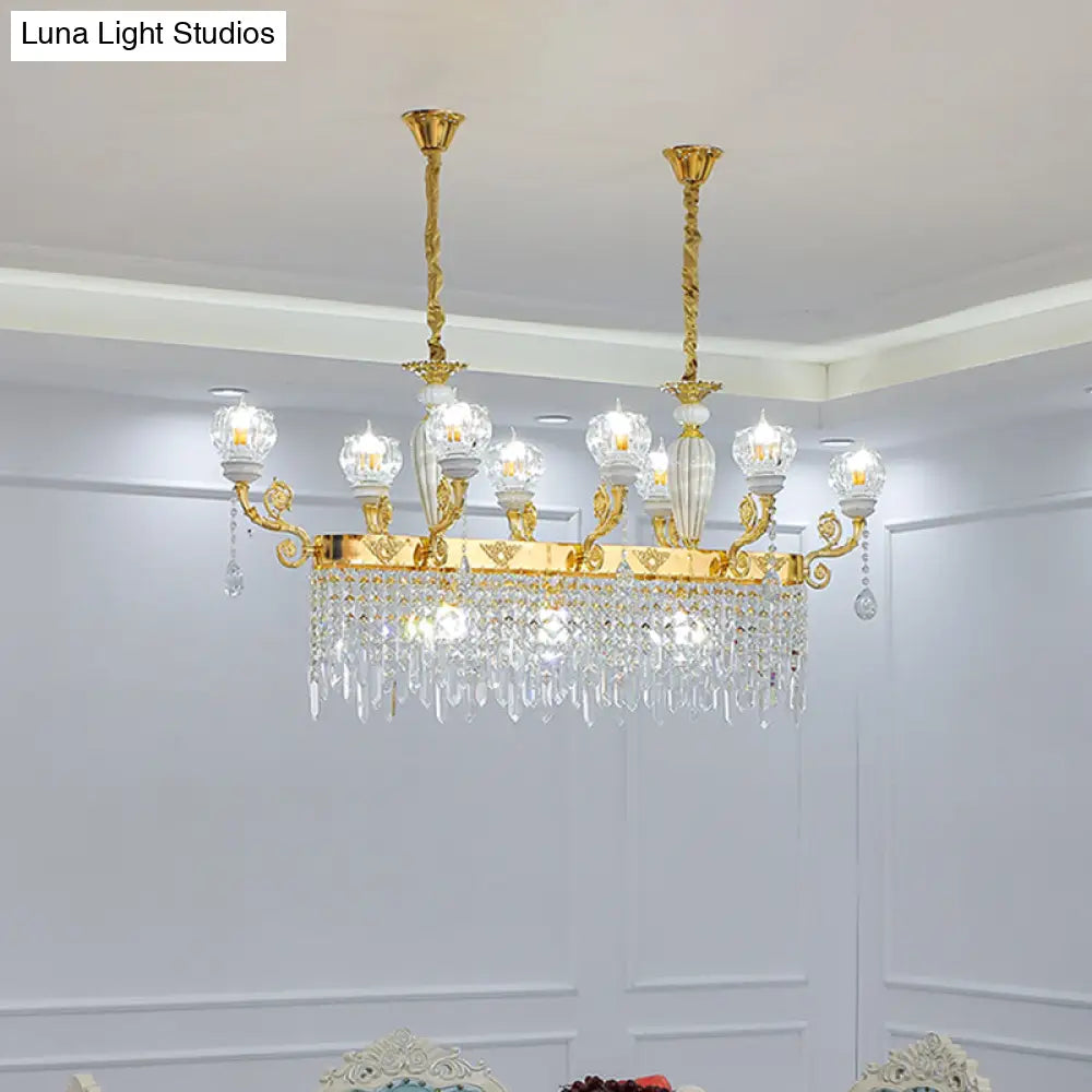 DecorBites™ Crystal Floral Island Pendant Lamp - Modern Gold Dining Room Light Fixture with 6/8-Light Option