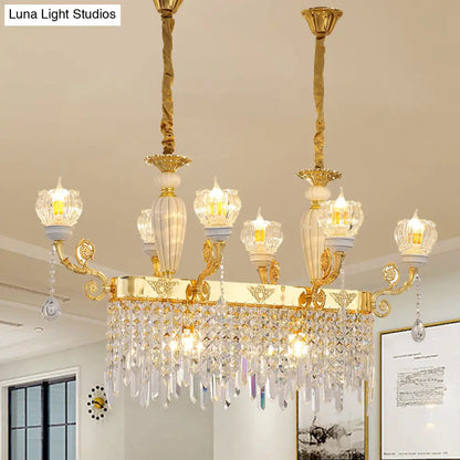 DecorBites™ Crystal Floral Island Pendant Lamp - Modern Gold Dining Room Light Fixture with 6/8-Light Option