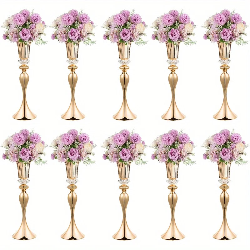 Crystal Flower Stand Set 22’’ Tall Metal Vases