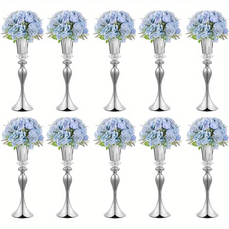 Crystal Flower Stand Set 22’’ Tall Metal Vases - Silver-10pcs / United States - Vase