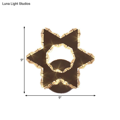 DecorBites™ Crystal Flower/Star Wall Sconce with Modern LED Lighting - Chrome Finish, Warm/White Light