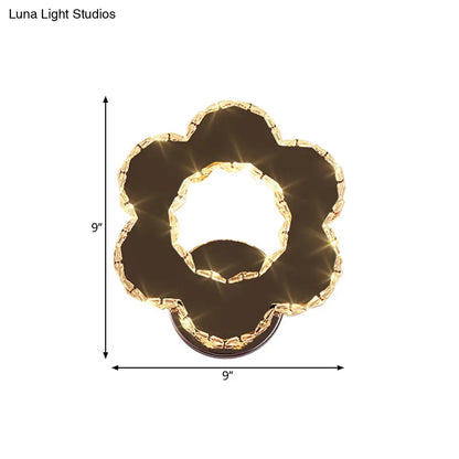 DecorBites™ Crystal Flower/Star Wall Sconce with Modern LED Lighting - Chrome Finish, Warm/White Light