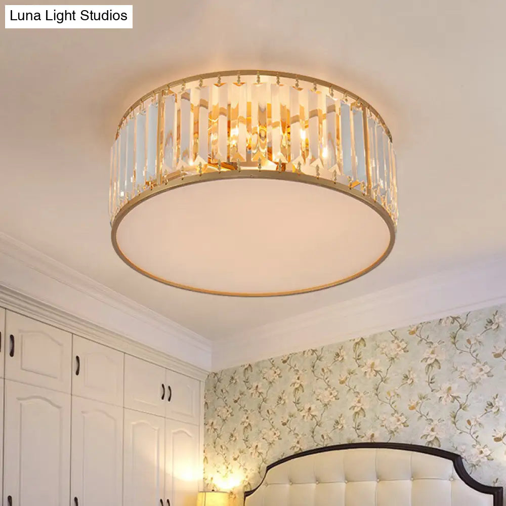 DecorBites™ Crystal Flush Mount Lighting with Drum Shade - Gold, 3/4/5 Lights, 12.5"/16.5"/20.5" Wide