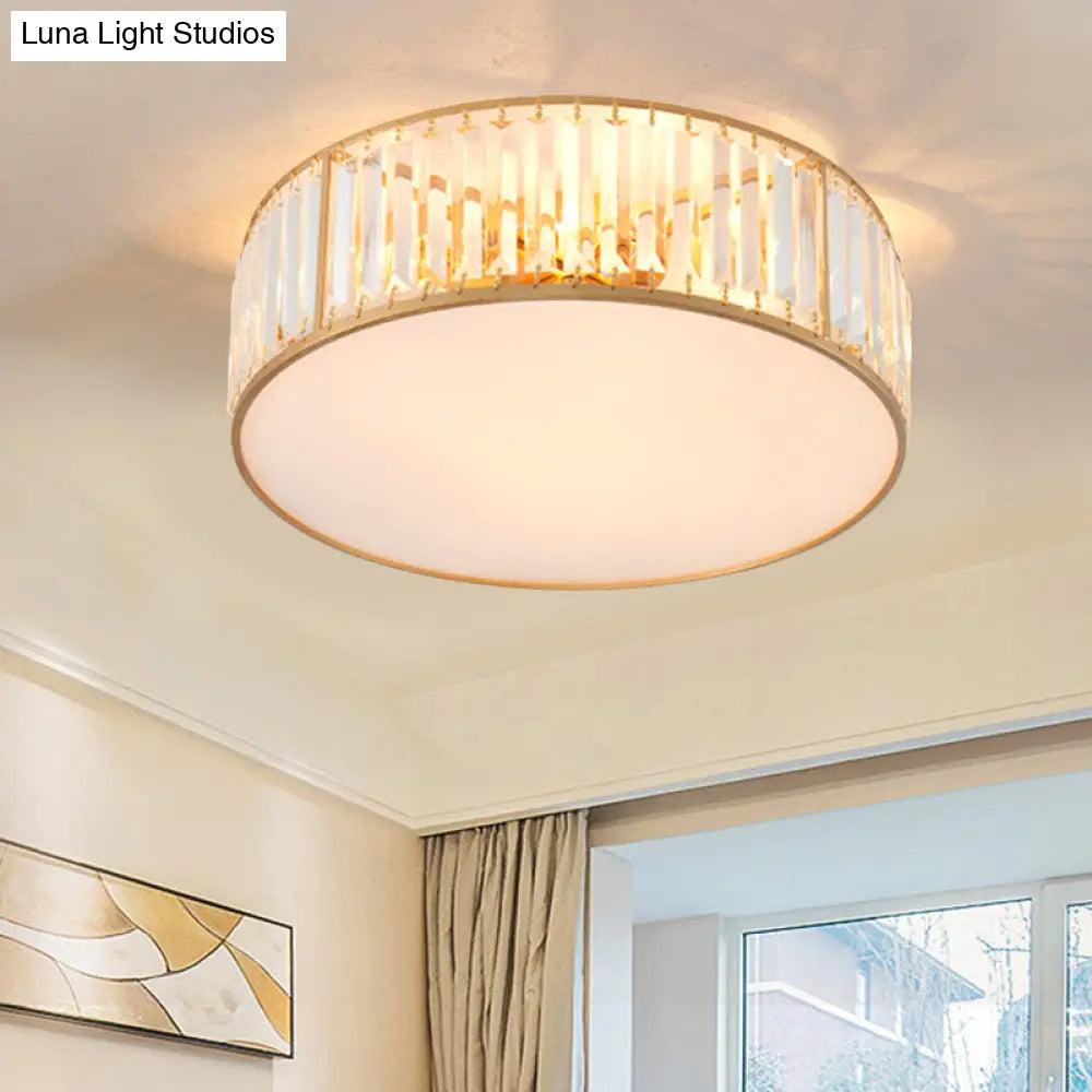 DecorBites™ Crystal Flush Mount Lighting with Drum Shade - Gold, 3/4/5 Lights, 12.5"/16.5"/20.5" Wide