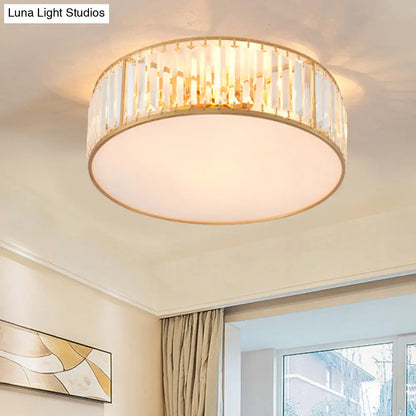DecorBites™ Crystal Flush Mount Lighting with Drum Shade - Gold, 3/4/5 Lights, 12.5"/16.5"/20.5" Wide