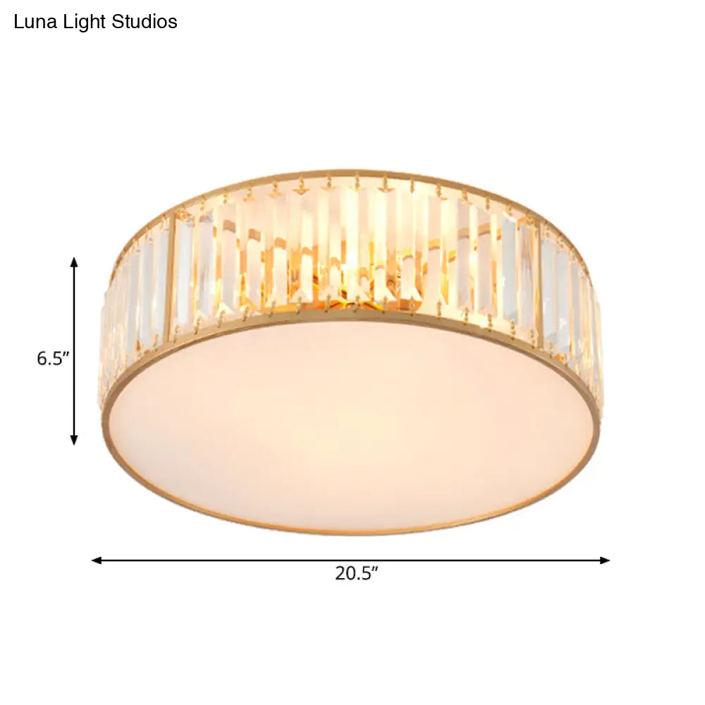 DecorBites™ Crystal Flush Mount Lighting with Drum Shade - Gold, 3/4/5 Lights, 12.5"/16.5"/20.5" Wide