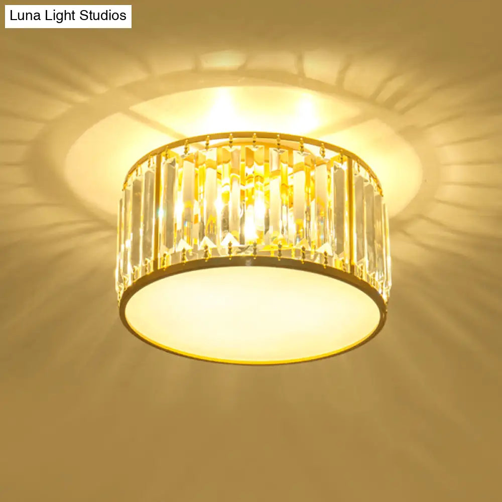 DecorBites™ Crystal Flush Mount Lighting with Drum Shade - Gold, 3/4/5 Lights, 12.5"/16.5"/20.5" Wide