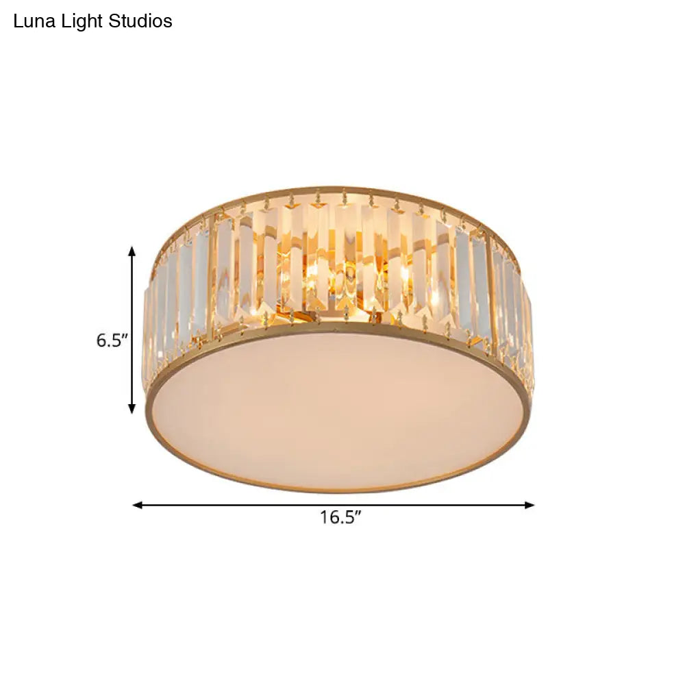 DecorBites™ Crystal Flush Mount Lighting with Drum Shade - Gold, 3/4/5 Lights, 12.5"/16.5"/20.5" Wide