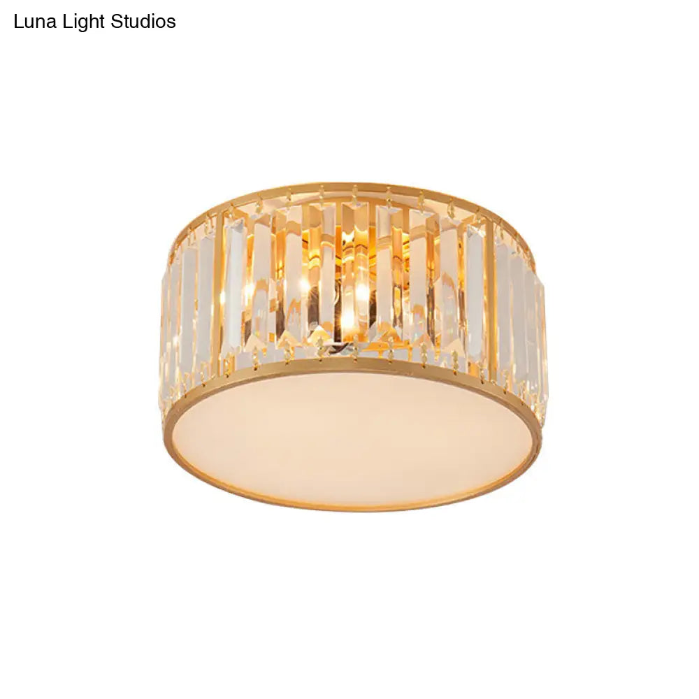 DecorBites™ Crystal Flush Mount Lighting with Drum Shade - Gold, 3/4/5 Lights, 12.5"/16.5"/20.5" Wide