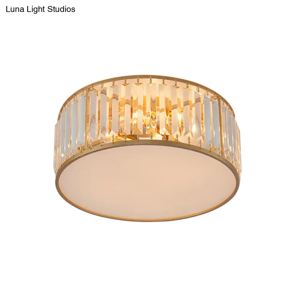 DecorBites™ Crystal Flush Mount Lighting with Drum Shade - Gold, 3/4/5 Lights, 12.5"/16.5"/20.5" Wide
