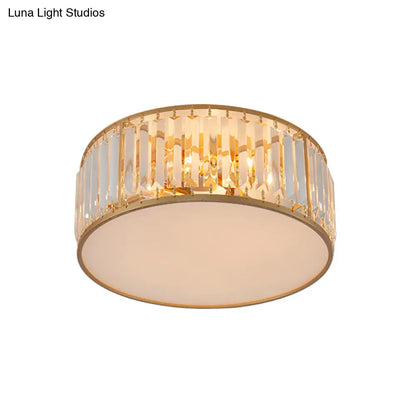 DecorBites™ Crystal Flush Mount Lighting with Drum Shade - Gold, 3/4/5 Lights, 12.5"/16.5"/20.5" Wide