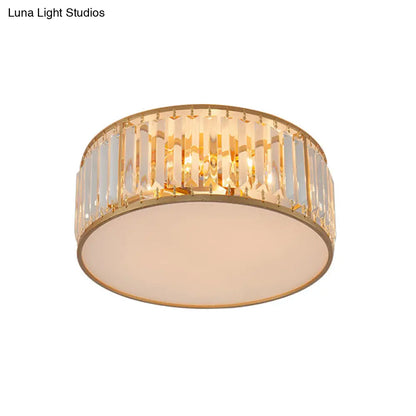 DecorBites™ Crystal Flush Mount Lighting with Drum Shade - Gold, 3/4/5 Lights, 12.5"/16.5"/20.5" Wide