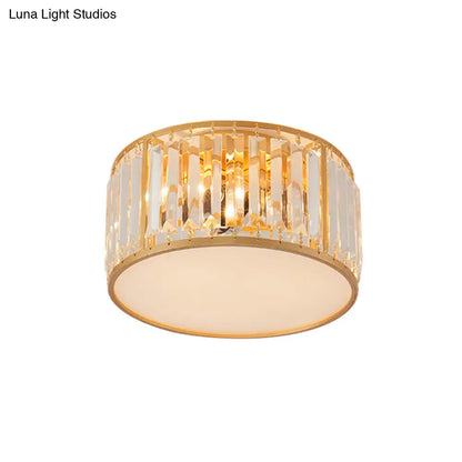 DecorBites™ Crystal Flush Mount Lighting with Drum Shade - Gold, 3/4/5 Lights, 12.5"/16.5"/20.5" Wide