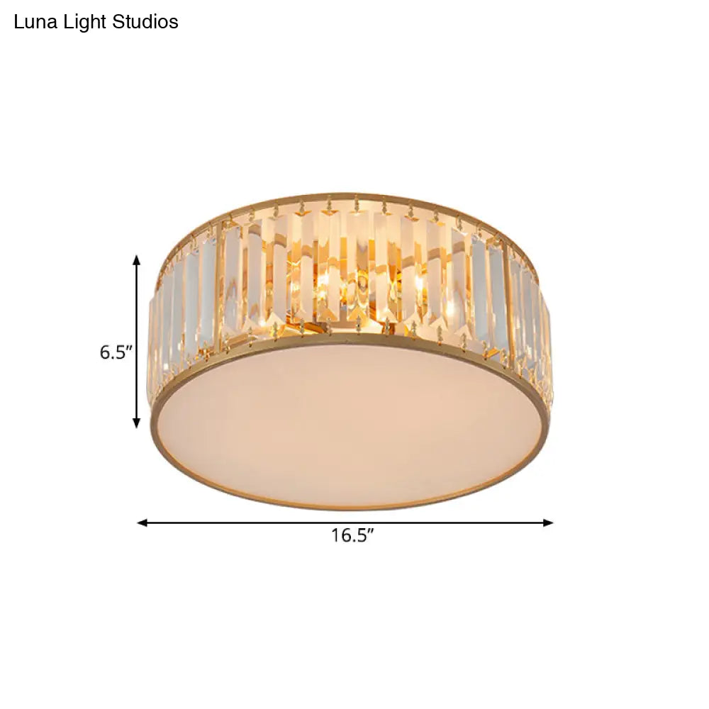 DecorBites™ Crystal Flush Mount Lighting with Drum Shade - Gold, 3/4/5 Lights, 12.5"/16.5"/20.5" Wide