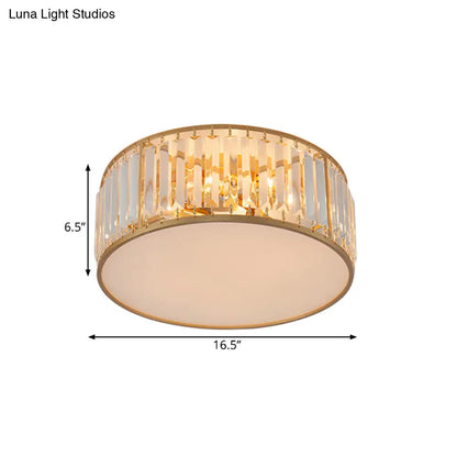 DecorBites™ Crystal Flush Mount Lighting with Drum Shade - Gold, 3/4/5 Lights, 12.5"/16.5"/20.5" Wide