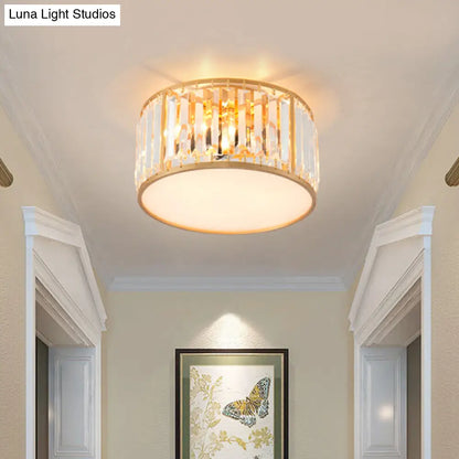 DecorBites™ Crystal Flush Mount Lighting with Drum Shade - Gold, 3/4/5 Lights, 12.5"/16.5"/20.5" Wide