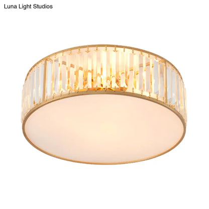 DecorBites™ Crystal Flush Mount Lighting with Drum Shade - Gold, 3/4/5 Lights, 12.5"/16.5"/20.5" Wide