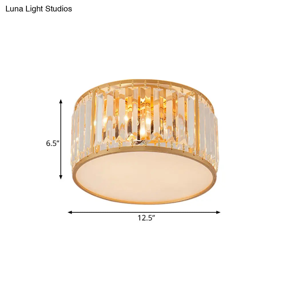 DecorBites™ Crystal Flush Mount Lighting with Drum Shade - Gold, 3/4/5 Lights, 12.5"/16.5"/20.5" Wide