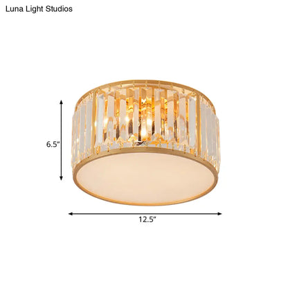 DecorBites™ Crystal Flush Mount Lighting with Drum Shade - Gold, 3/4/5 Lights, 12.5"/16.5"/20.5" Wide