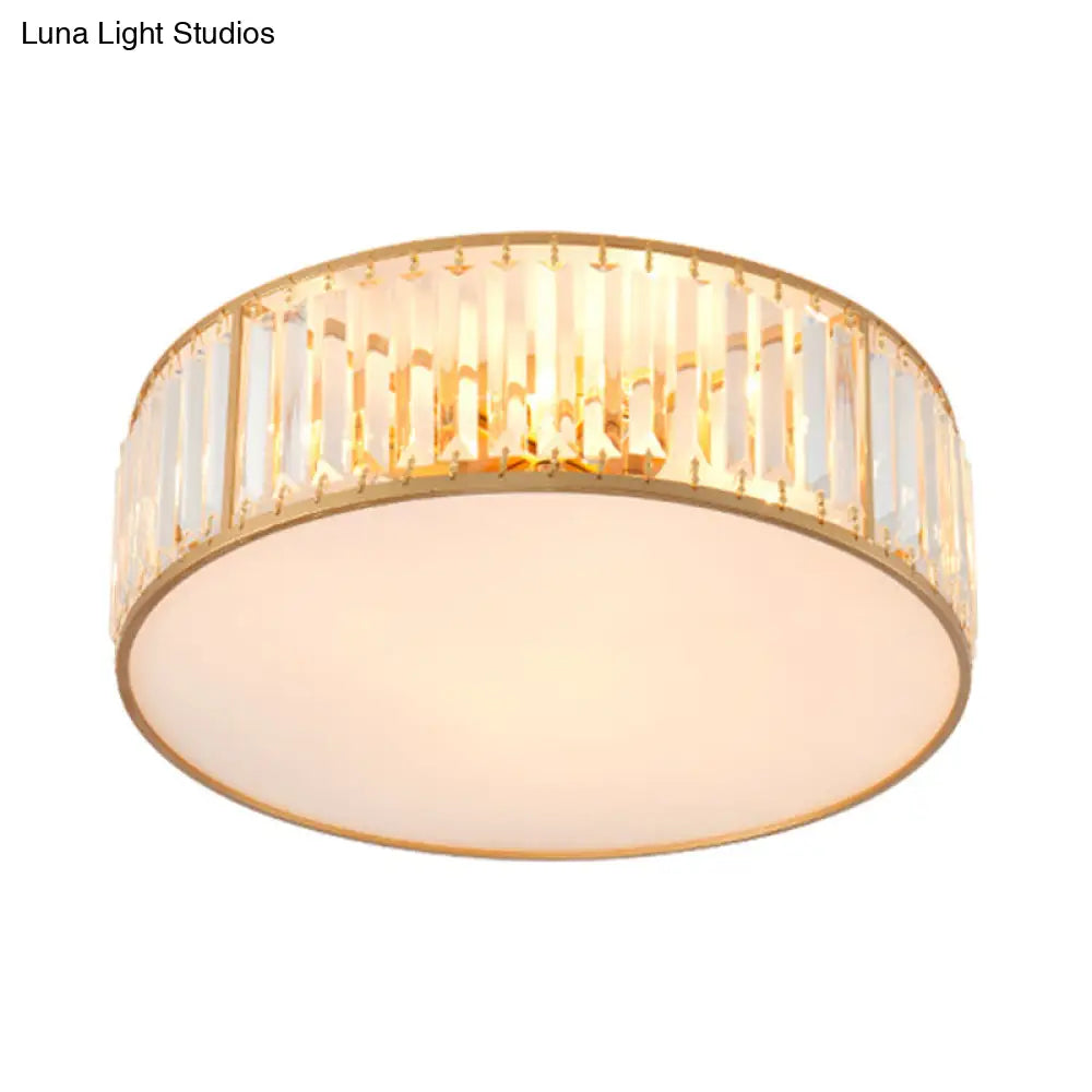 DecorBites™ Crystal Flush Mount Lighting with Drum Shade - Gold, 3/4/5 Lights, 12.5"/16.5"/20.5" Wide