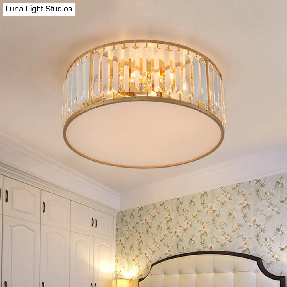 DecorBites™ Crystal Flush Mount Lighting with Drum Shade - Gold, 3/4/5 Lights, 12.5"/16.5"/20.5" Wide