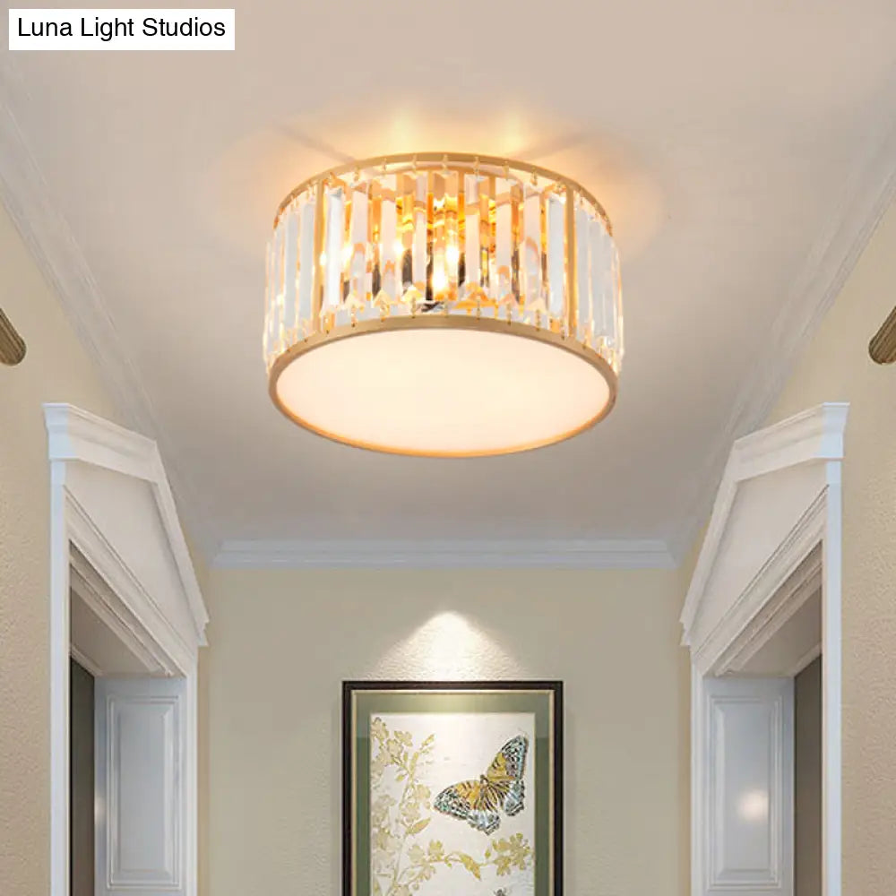 DecorBites™ Crystal Flush Mount Lighting with Drum Shade - Gold, 3/4/5 Lights, 12.5"/16.5"/20.5" Wide