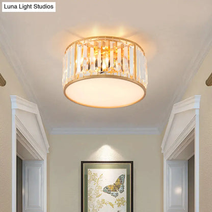 DecorBites™ Crystal Flush Mount Lighting with Drum Shade - Gold, 3/4/5 Lights, 12.5"/16.5"/20.5" Wide