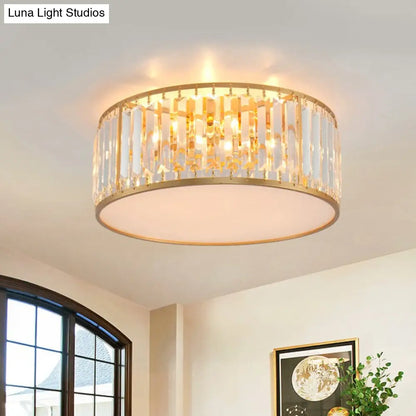 DecorBites™ Crystal Flush Mount Lighting with Drum Shade - Gold, 3/4/5 Lights, 12.5"/16.5"/20.5" Wide