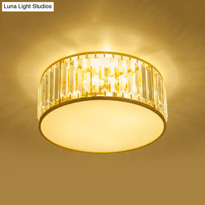 DecorBites™ Crystal Flush Mount Lighting with Drum Shade - Gold, 3/4/5 Lights, 12.5"/16.5"/20.5" Wide