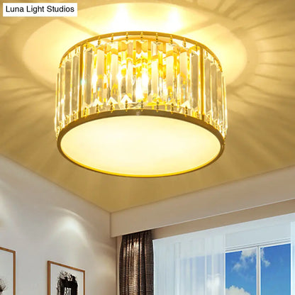 DecorBites™ Crystal Flush Mount Lighting with Drum Shade - Gold, 3/4/5 Lights, 12.5"/16.5"/20.5" Wide