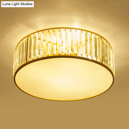 DecorBites™ Crystal Flush Mount Lighting with Drum Shade - Gold, 3/4/5 Lights, 12.5"/16.5"/20.5" Wide