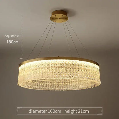 Gold-toned crystal glass gold pendant chandelier with cascading tiers and modern adjustable design for dining room decorbites crystal glass