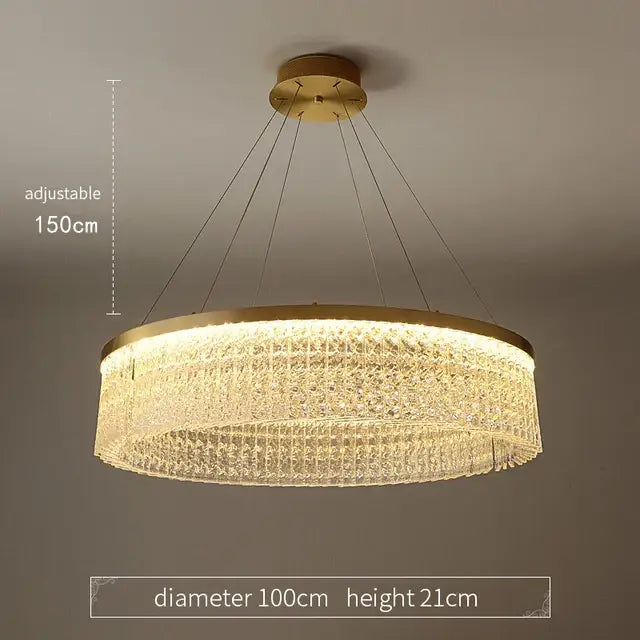 Gold-toned crystal glass gold pendant chandelier with cascading tiers and modern adjustable design for dining room decorbites crystal glass