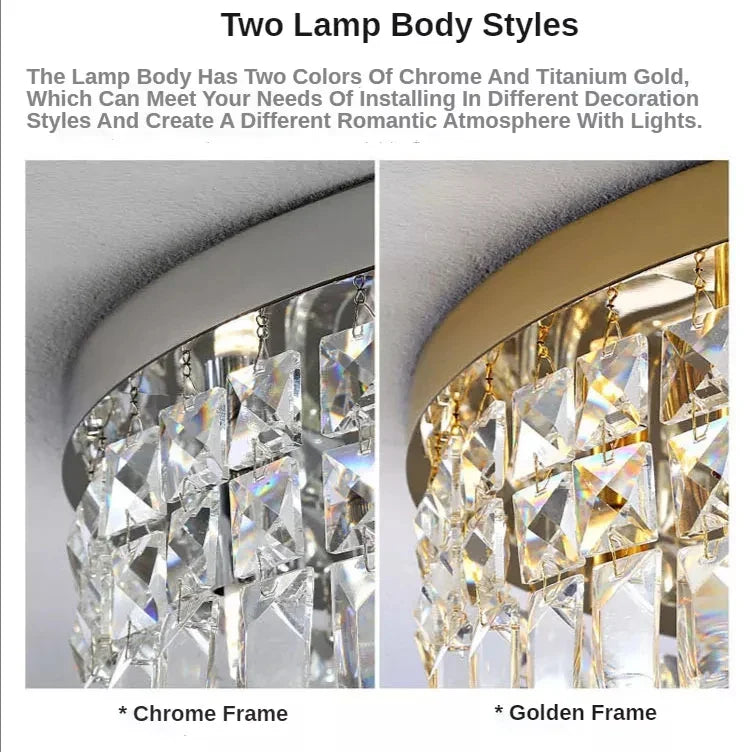 Crystal LED Chandelier Ceiling Light - Gold