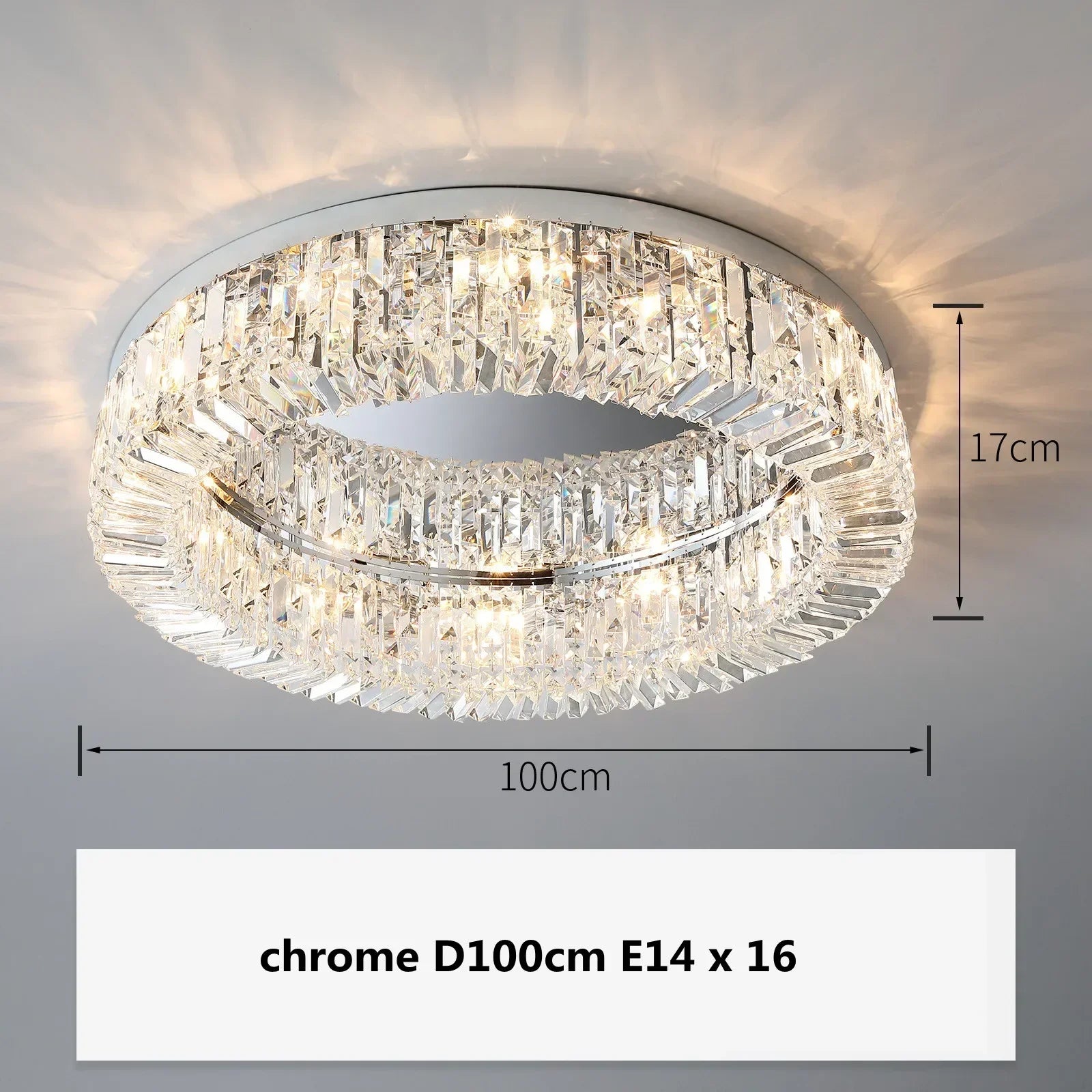 Crystal LED Chandelier Ceiling Light - Gold - chrome D100cm 16 / white light 6500K