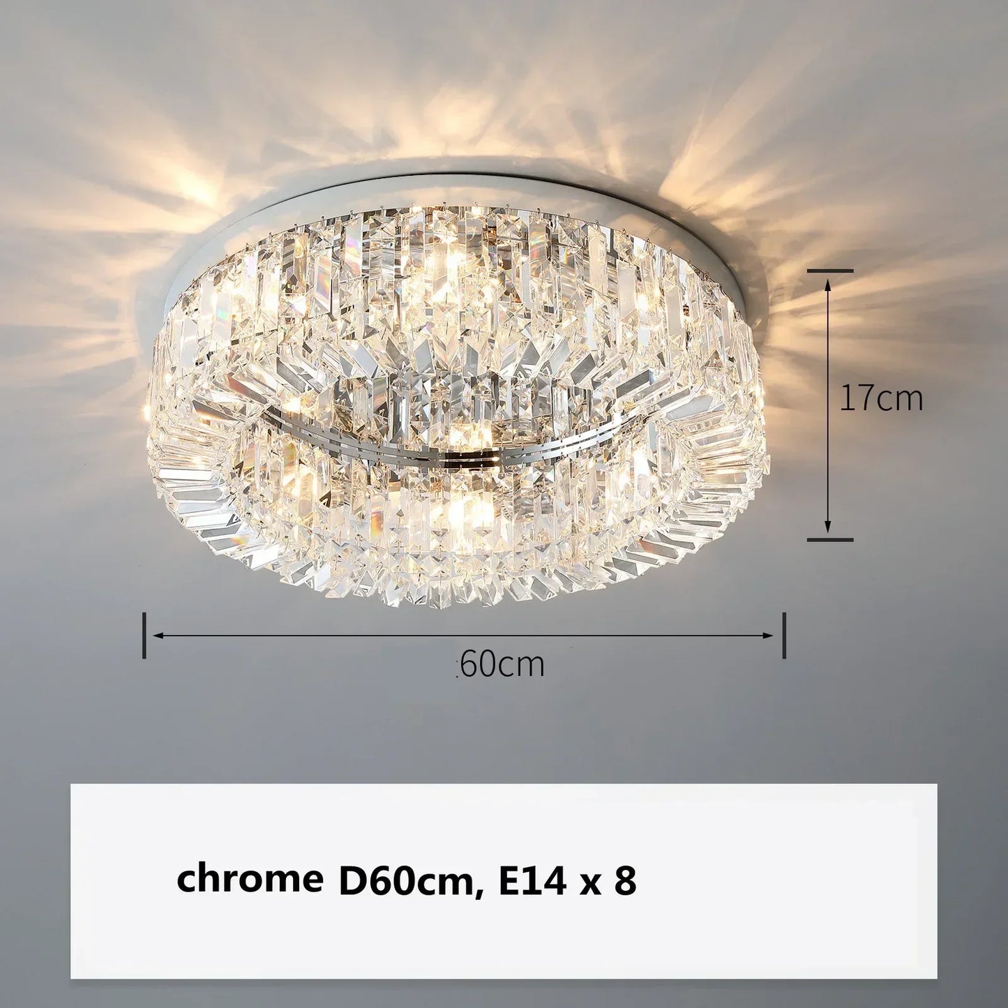 Crystal LED Chandelier Ceiling Light - Gold - chrome D60cm 8 light / white light 6500K