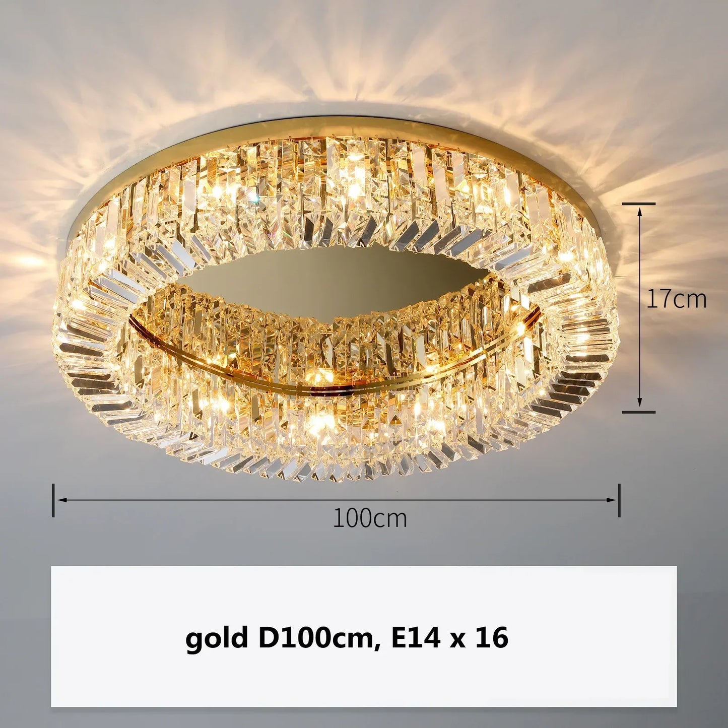 Crystal LED Chandelier Ceiling Light - Gold - gold D100cm 16 light / warm light 3500K
