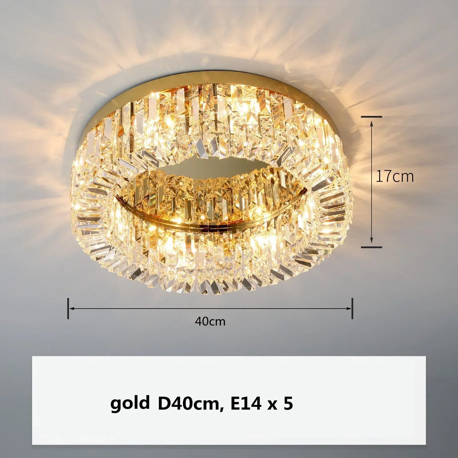 Crystal LED Chandelier Ceiling Light - Gold - gold D40cm 5 light / warm light 3500K