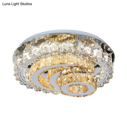Lámpara de techo empotrada DecorBites™ Crystal LED con diseño de luna y círculo cromado opulento incrustado