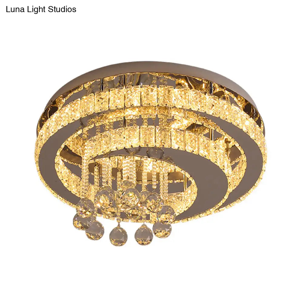 Lámpara de techo semiempotrada DecorBites™ Crystal LED - Estilo nórdico, cromada, para dormitorio