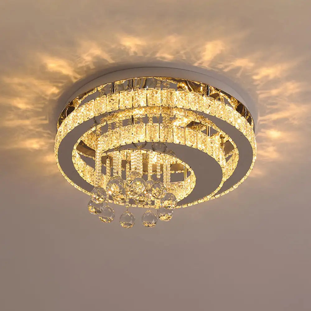 Lámpara de techo semiempotrada DecorBites™ Crystal LED - Estilo nórdico, cromada, para dormitorio