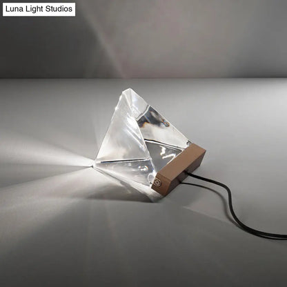 Crystal LED Triangle Desk Lamp - Minimalist Night Table Light for Living Room
