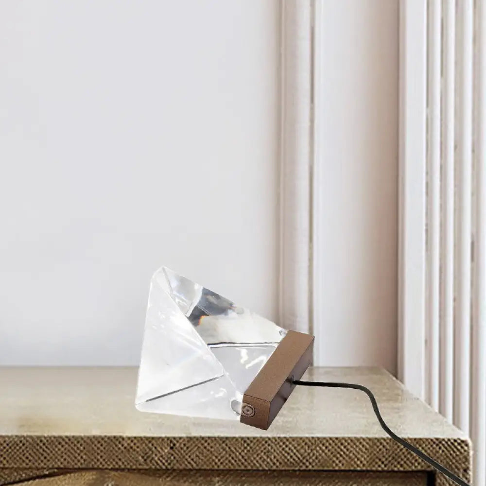 Crystal LED Triangle Desk Lamp - Minimalist Night Table Light for Living Room