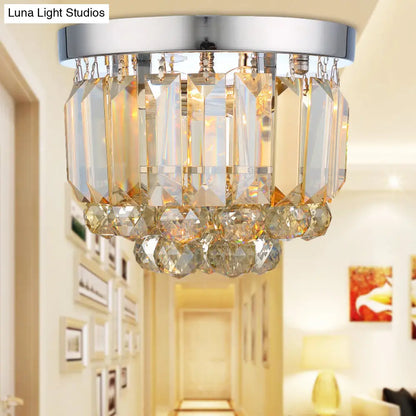DecorBites™ Crystal Mini Flush 2-Light Ceiling Fixture - Simple Design for Corridors - Clear/Smoke Gray/Cognac