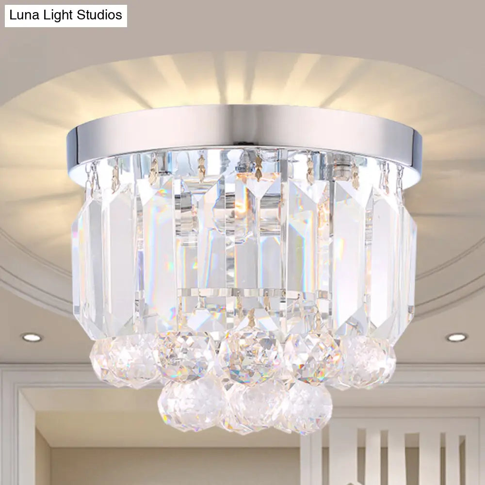 DecorBites™ Crystal Mini Flush 2-Light Ceiling Fixture - Simple Design for Corridors - Clear/Smoke Gray/Cognac
