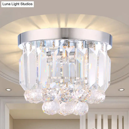 DecorBites™ Crystal Mini Flush 2-Light Ceiling Fixture - Simple Design for Corridors - Clear/Smoke Gray/Cognac